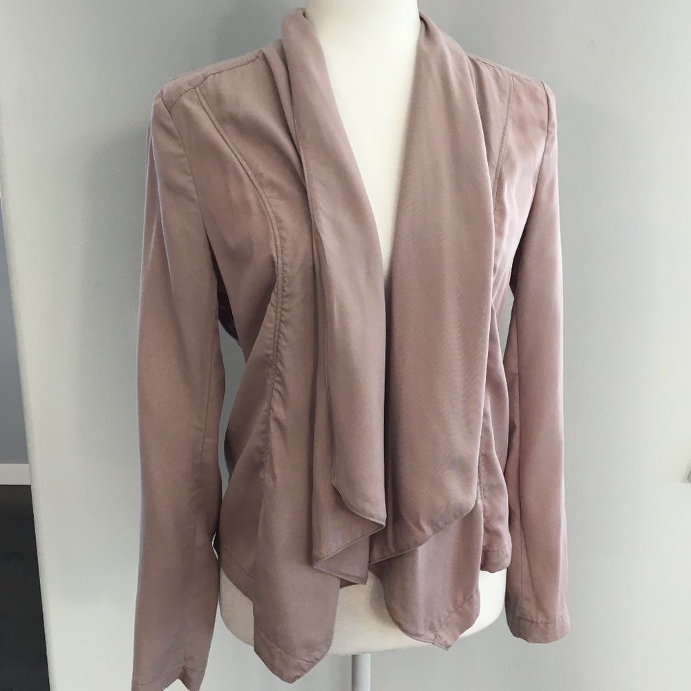 Express Taupe Drape Front Open Light Jacket - image 1